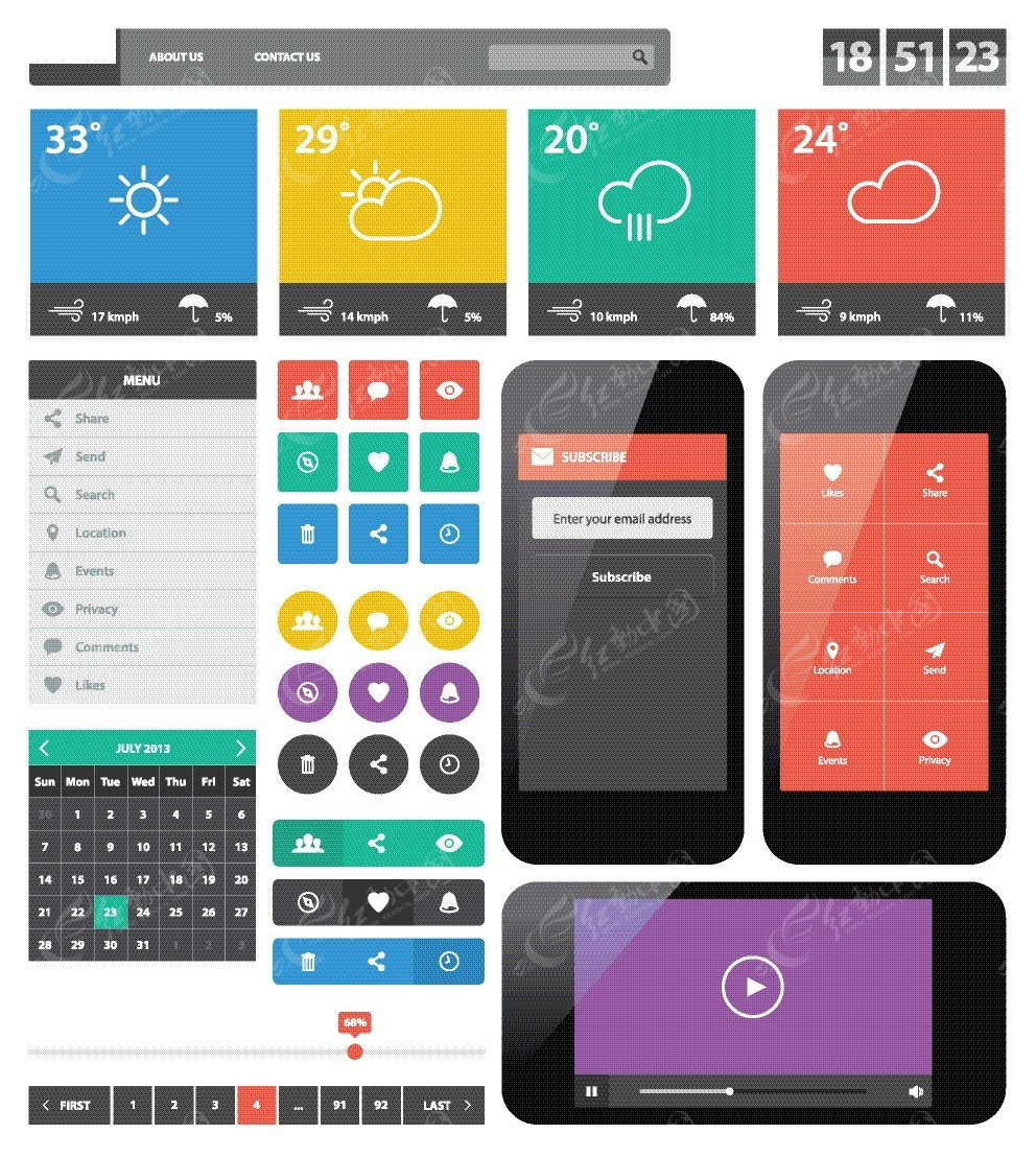 黑色手機界面設計UI元素